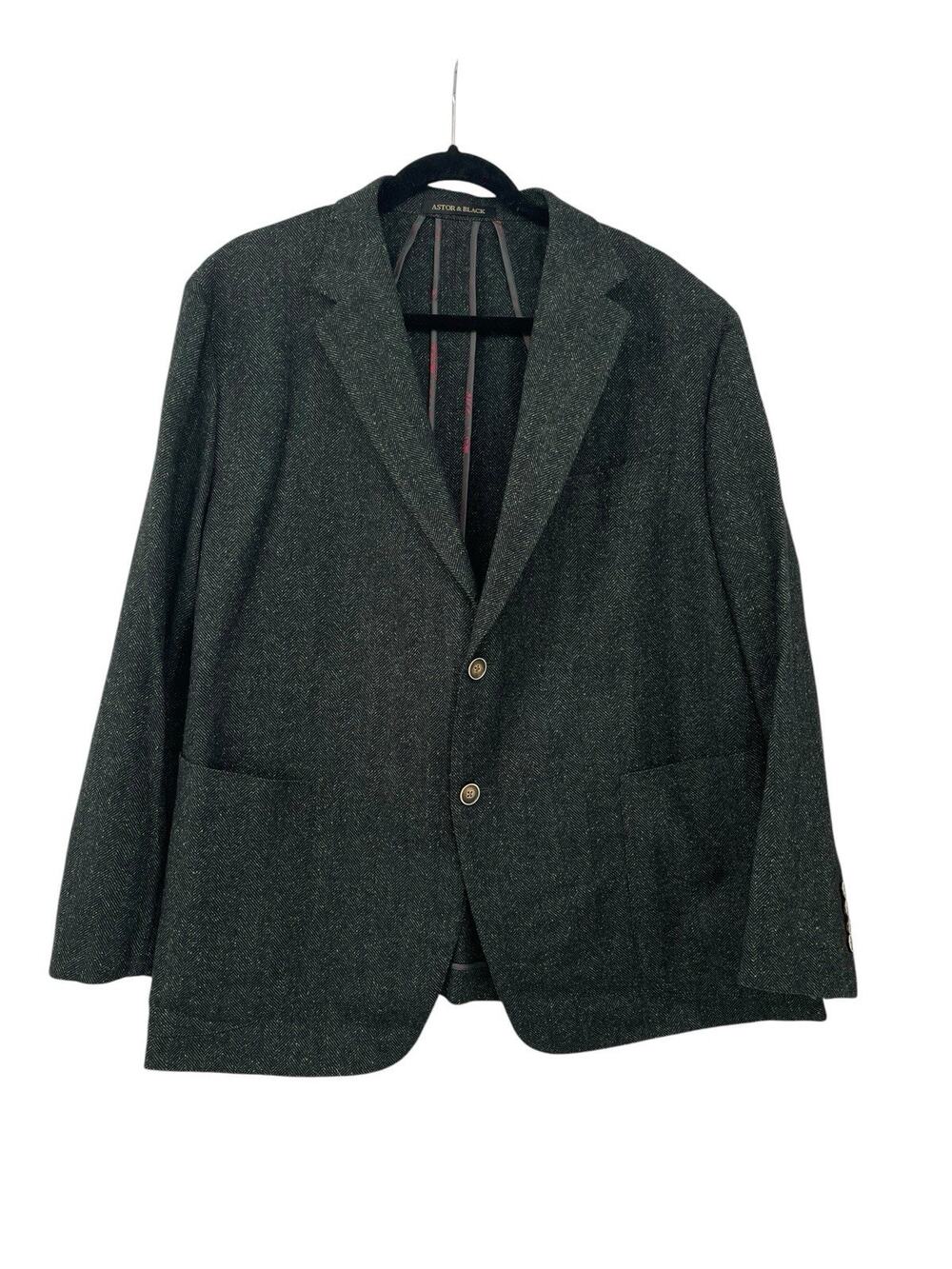 Astor & Black Green Herringbone Blazer Sportcoat Marzoni Size 50S 52S